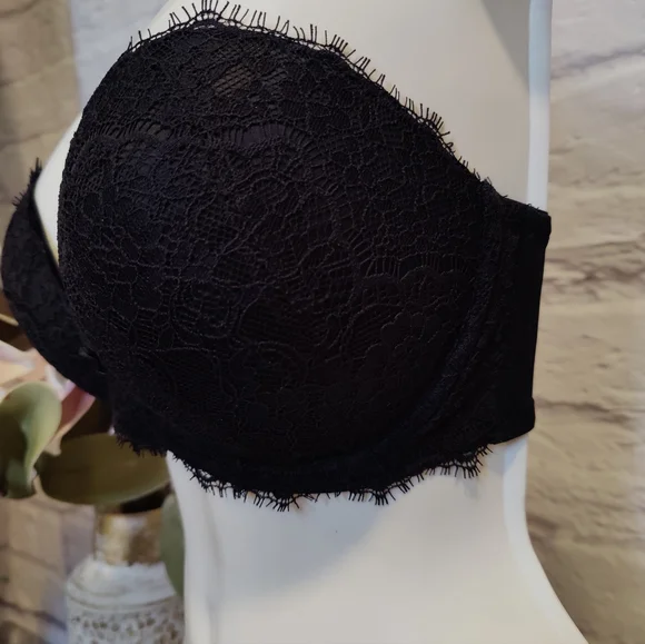 DOBREVA Women's Strapless Push Up Bra Lace  Plunge Padded Underwire Bra 32DD - Picture 7 of 10